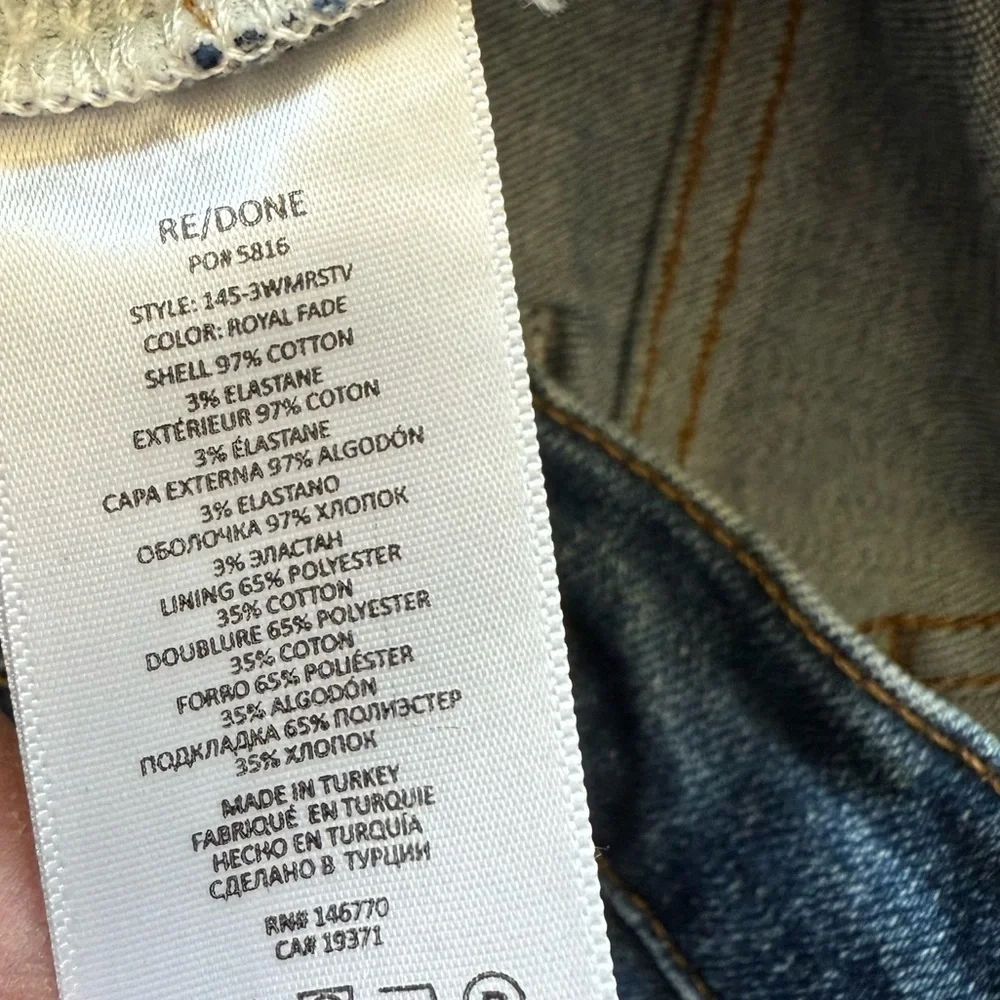 RE/DONE 70s Mid Rise Stove Pipe Jeans Royal Fade Casual Denim Women’s 28